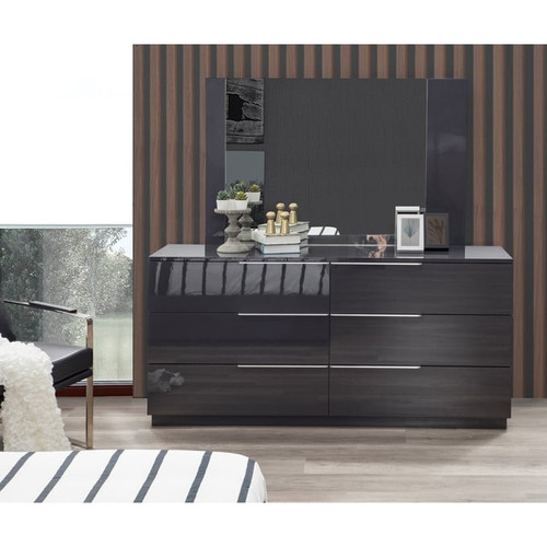 Modarte Warsaw Gray 6 Drawers Bedroom Double Sided Dressers And Mirrors