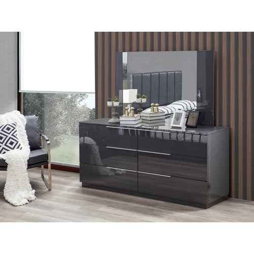 Modarte Warsaw Gray 6 Drawers Bedroom Double Sided Dressers And Mirrors