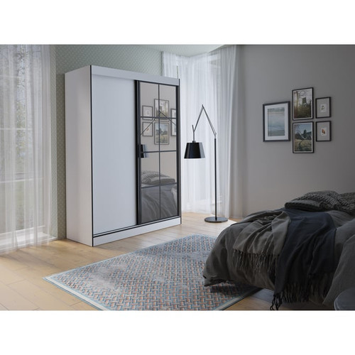 Modarte Brooklyn White 59 Inch Sliding Door Wardrobe