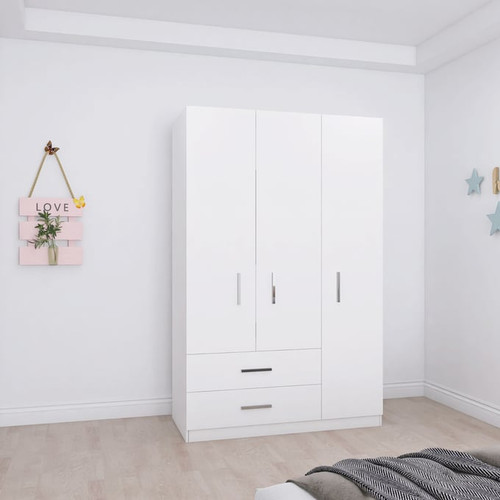 Modarte Lyon Matte White Freestanding 3 Doors Wardrobe Cabinet