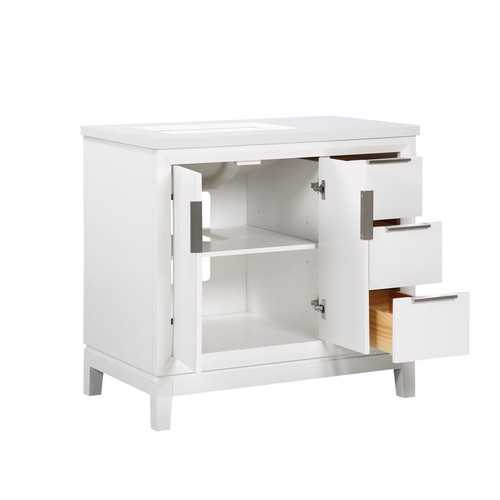 Modarte Valencia White 36 Inch Left Sink Free Standing Vanitys