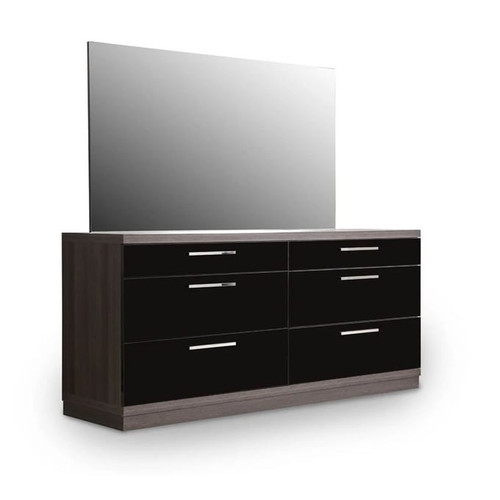 Modarte Napoli Black Walnut 6 Drawers Dresser And Mirror