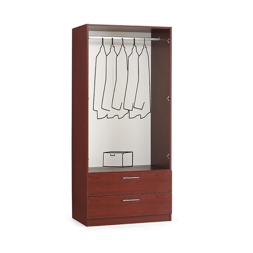 Modarte Cambridge Matte Mahogany Freestanding 2 Doors Wardrobe Cabinets