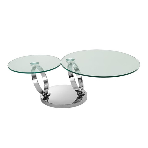 Casabianca Home Satellite Clear Glass 3pc Coffee Table Set