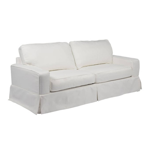 Sunset Trading Americana White Box Cushion Slipcovered Sofas