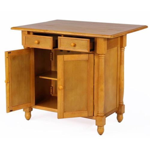 Sunset Trading Selections Light Oak Drop Leaf Top Kitchen Island