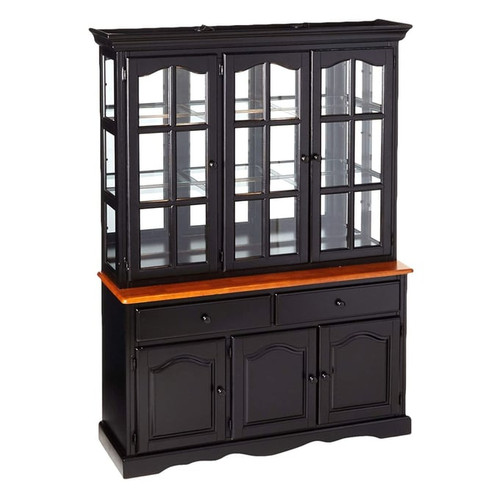 Sunset Trading Antique Black Cherry Treasure Buffet and Lighted Hutch