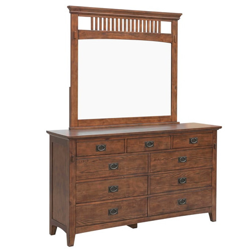 Sunset Trading Mission Bay Brown 9 Drawer Dresser and Mirror