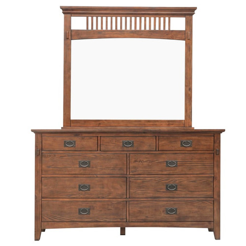 Sunset Trading Mission Bay Brown 9 Drawer Dresser and Mirror