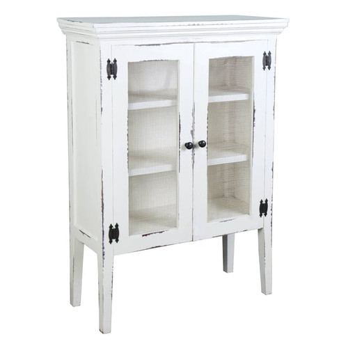Sunset Trading Shabby Chic Cottage Distressed White Door Accent Cabinet