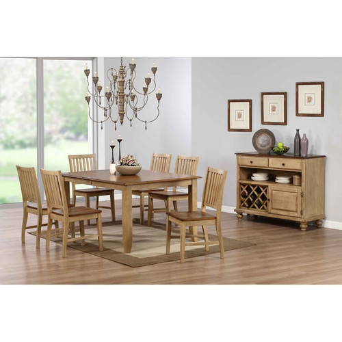 Sunset Trading Brook Wheat Pecan 8pc Table Dining Set with Server