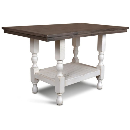 Sunset Trading Rustic French White Brown Counter Height Table