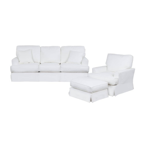 Sunset Trading Ariana White Slipcovered 3pc Living Room Set
