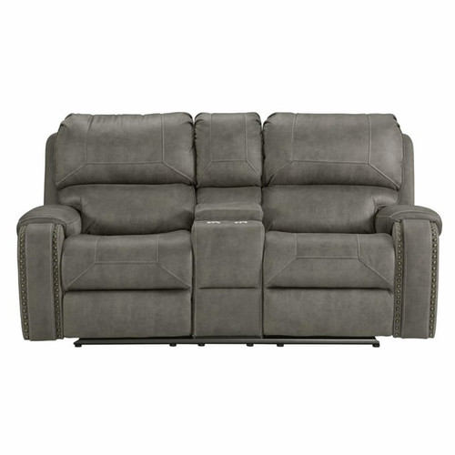 Sunset Trading Calvin Gray Dual Reclining Storage Console Loveseat