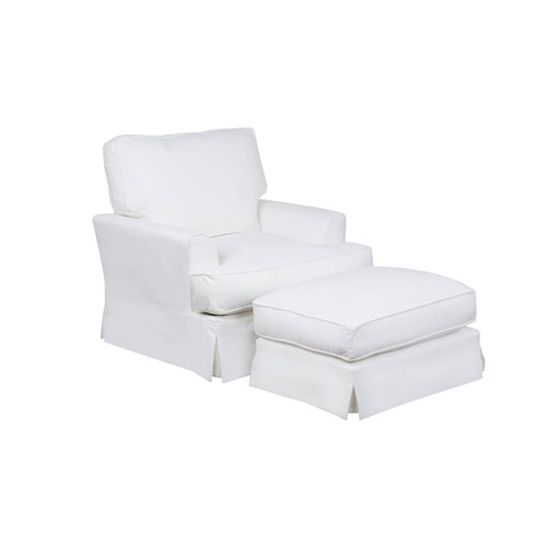 Sunset Trading Ariana White Slipcovered Chair and Ottoman Set