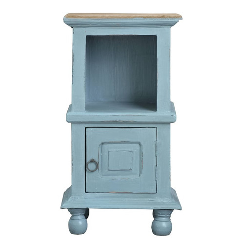 Sunset Trading Shabby Chic Cottage Blue Savage Brown Accent Cabinet