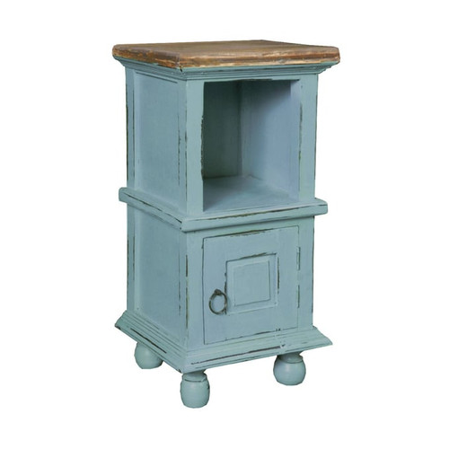 Sunset Trading Shabby Chic Cottage Blue Savage Brown Accent Cabinet