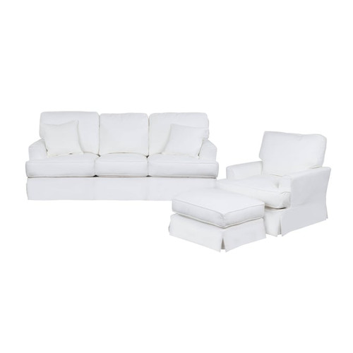 Sunset Trading Ariana White Slipcovered 3pc Living Room Set with Sleeper Sofa