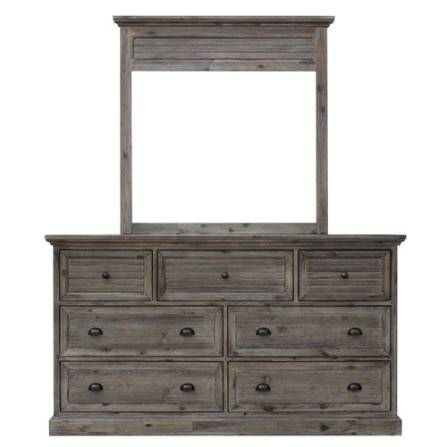 Sunset Trading Solstice Weathered Gray Brown Drawer Dresser and Mirror