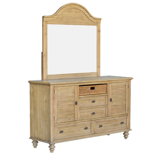 Sunset Trading Vintage Casual Natural Maple Dresser and Mirror