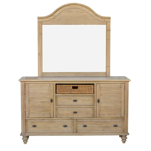 Sunset Trading Vintage Casual Natural Maple Dresser and Mirror