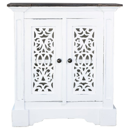 Sunset Trading Shabby Chic Cottage White Brown 2 Doors Accent Cabinet