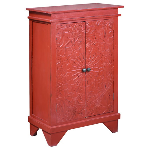 Sunset Trading Shabby Chic Cottage Antique Red Accent Cabinet