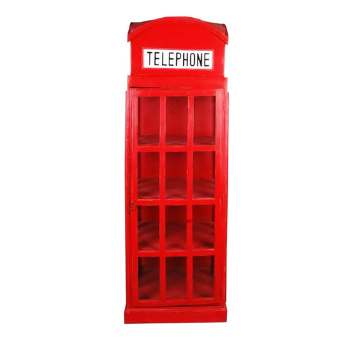 Sunset Trading Shabby Chic Cottage Red English Phone Booth Cabinet