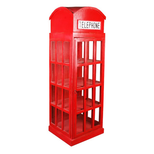 Sunset Trading Shabby Chic Cottage Red English Phone Booth Cabinet