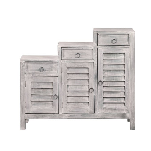 Sunset Trading Shabby Chic Cottage Light Gray 3 Tiered Shutter Cabinet