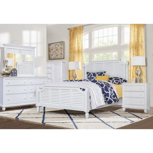 Sunset Trading White Shutter 5pc Bedroom Sets with Bed