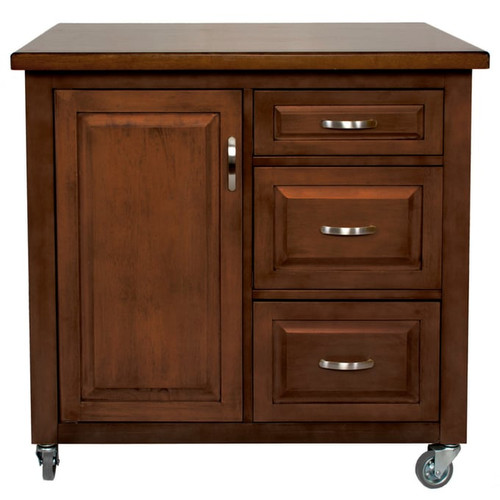 Sunset Trading Andrews Distressed Chestnut Brown Kitchen Cart