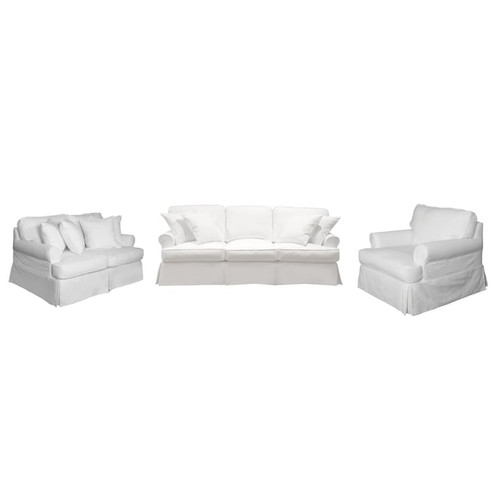 Sunset Trading Horizon Warm White 3pc Living Room Slipcover Set