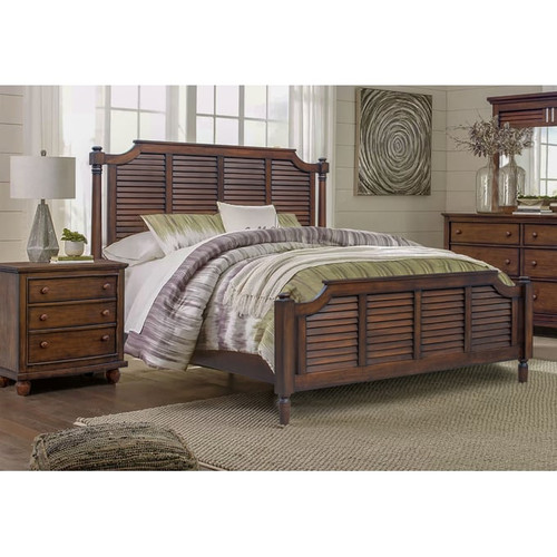 Sunset Trading Bahama Shutter Tropical Walnut Wood 2pc Bedroom Set with Queen Bed