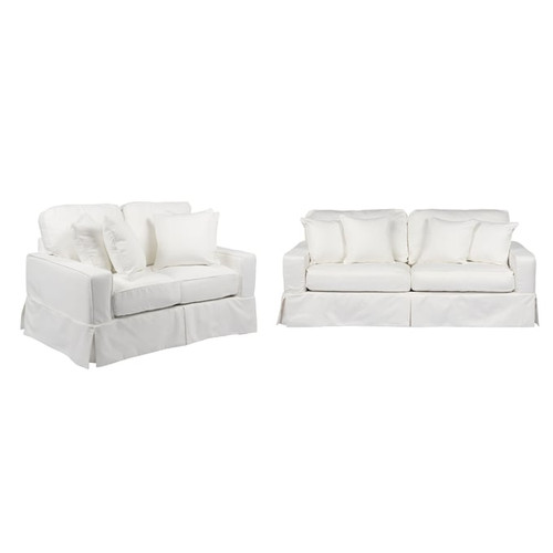Sunset Trading Americana White 2pc Slipcover Living Room Set