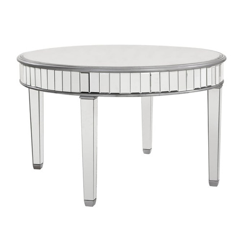 Elegant Decor Contempo Hand Rubbed Silver Round Dining Table