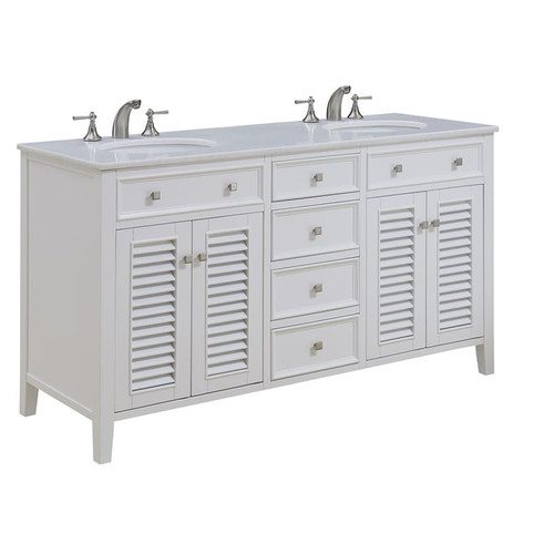 Elegant Decor Cape Cod White 60 Inch Double Bathroom Vanity Set