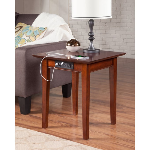 AFI Furnishings Shaker Walnut End Table with Charger