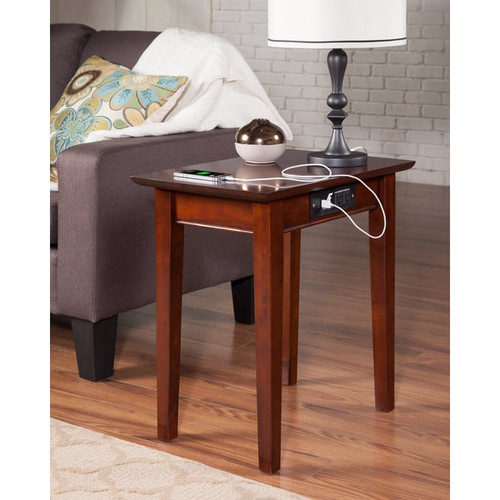 AFI Furnishings Shaker Walnut Chair Side Table with Charger