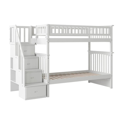 AFI Furnishings Columbia White Bunk Beds with Staircase