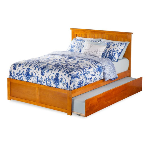 AFI Furnishings Nantucket Caramel Full Platform Bed With Twin Trundle And Panel Footboard