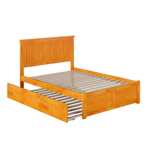 AFI Furnishings Nantucket Caramel Full Platform Bed With Trundle And Panel Footboard