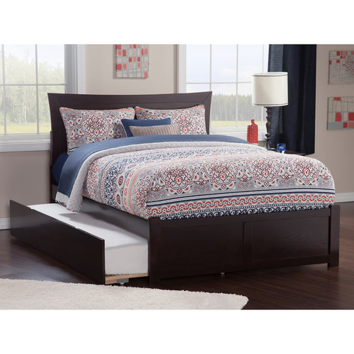 AFI Furnishings Metro Espresso King Platform Bed with Footboard and Twin XL Trundle