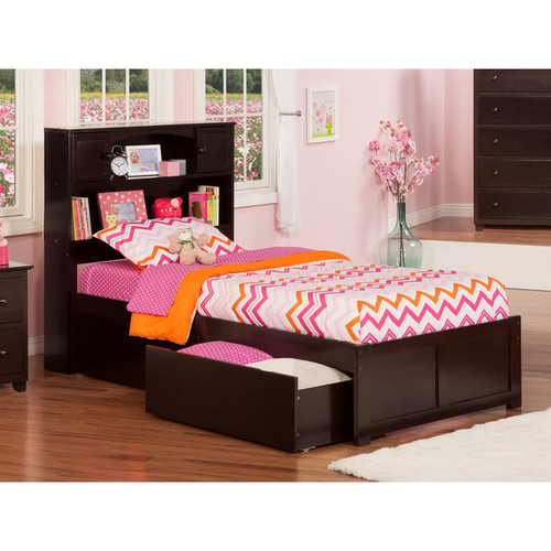 AFI Furnishings Newport Bookcase Platform Bed with Open Foot Rail