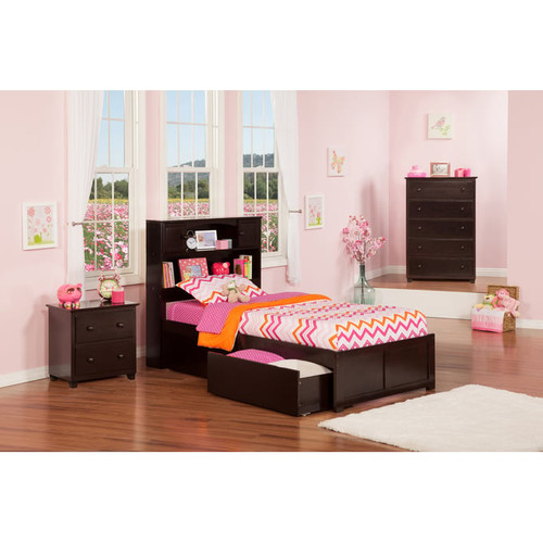 AFI Furnishings Newport Bookcase Platform Bed with Open Foot Rail