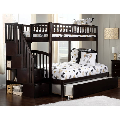 AFI Furnishings Westbrook Espresso Staircase Twin Over Full Urban Trundle Bunk Beds