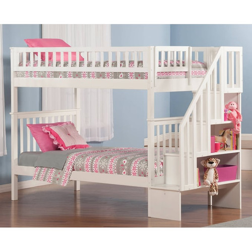 AFI Furnishings Woodland White Staircase Bunk Beds