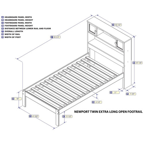 AFI Furnishings Newport Grey Platform Beds with Open Foot Board