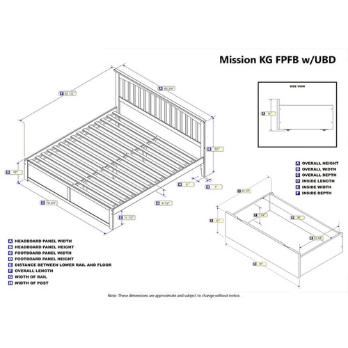 AFI Furnishings Mission Beds with Flat Panel Foot Board and 2 Urban Drawers