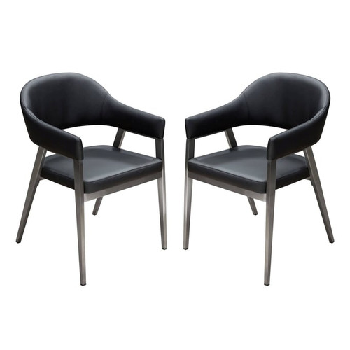 2 Diamond Sofa Adele Black PU Dining Chairs